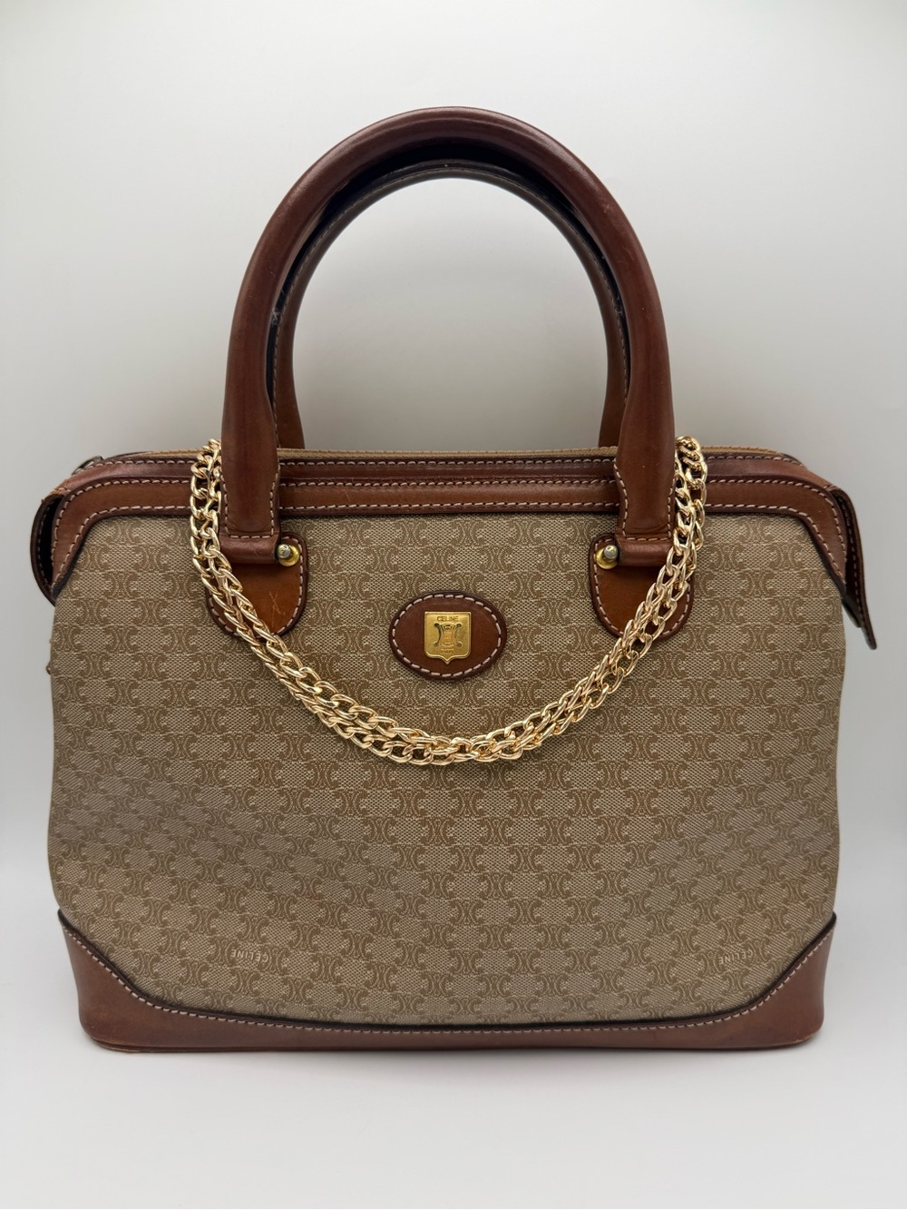 Celine Vintage Macadam Handbag w/ Unbranded Chain
